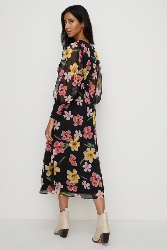 Oasis Petite Floral Print Chiffon Midi Dress 3