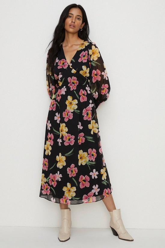 Oasis Floral Print Chiffon Midi Dress 1