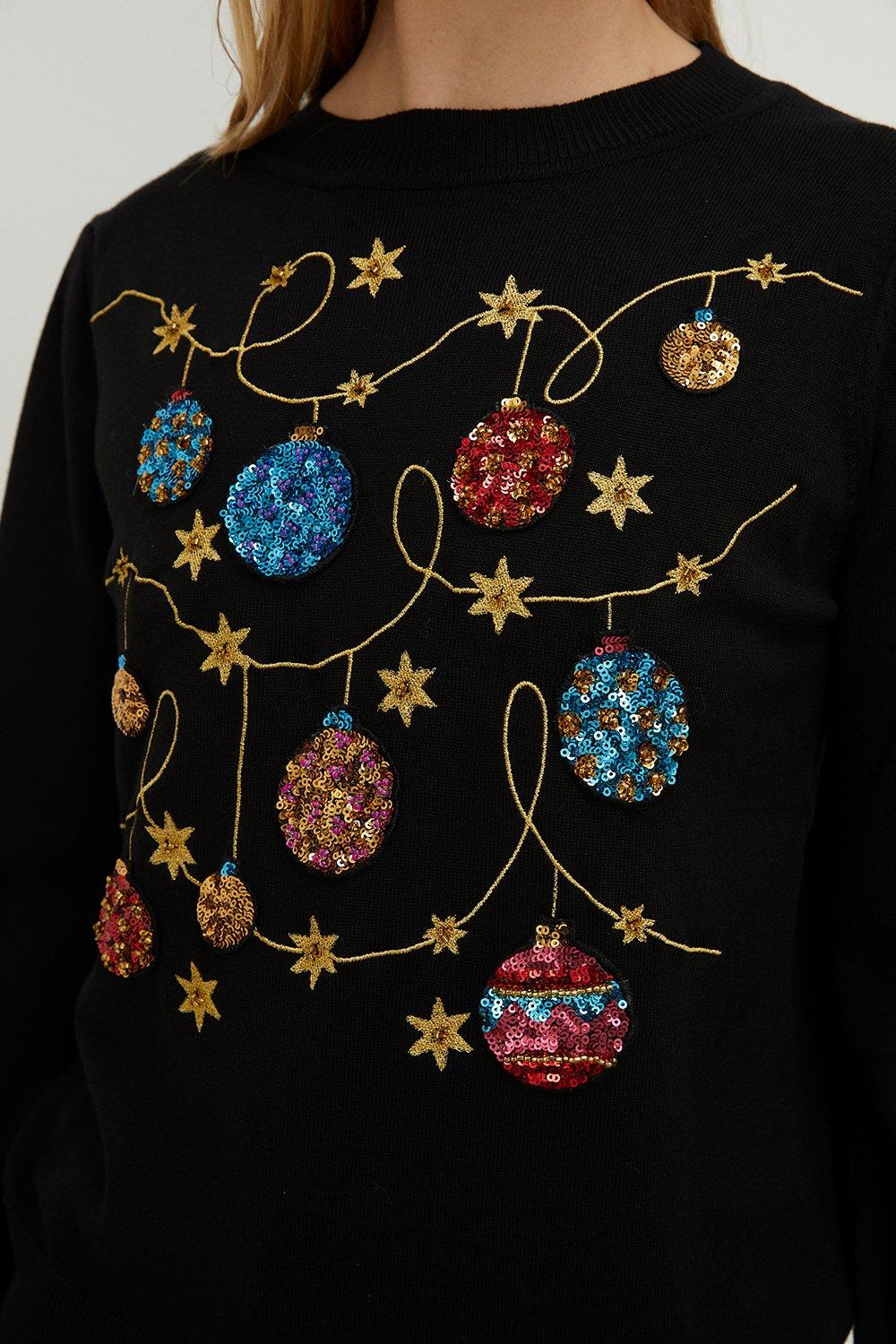 Sequin bauble hot sale christmas jumper