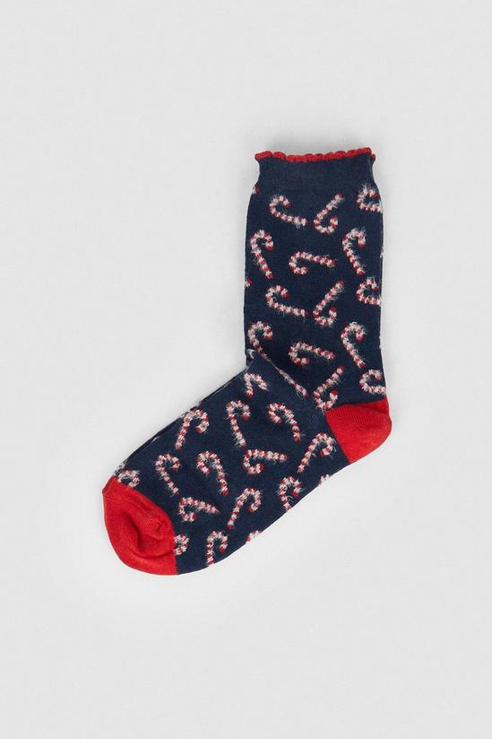 Oasis Candy Cane All Over Print Christmas Socks 1