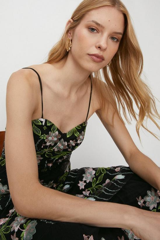 Oasis Floral Embroidered Tiered Strappy Midi Dress 2