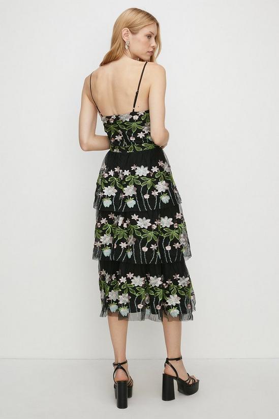 Oasis Floral Embroidered Tiered Strappy Midi Dress 3