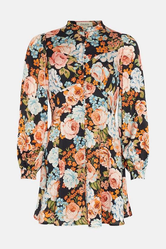 Oasis Dobby Satin Floral Button Front Skater Dress 4