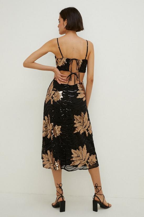 Oasis All Over Sequin Strappy Tie Back Midi Dress 3
