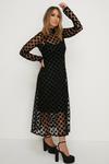 Oasis Rachel Stevens Spot Flocked Mesh Midi Dress thumbnail 1