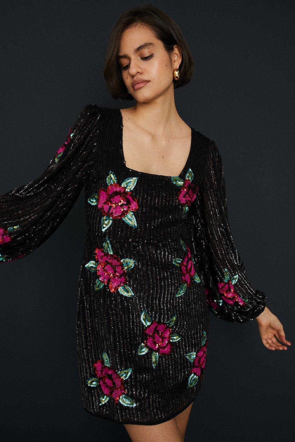 Little Black Sequined Dress - Blush & Blooms