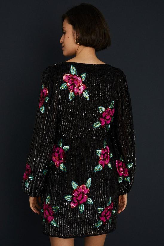 Oasis Hand Embellished Sequin Rose Mini Dress 3