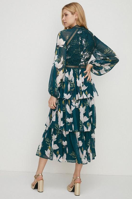 Oasis Petite Floral Tiered Dobby Midi Dress 3