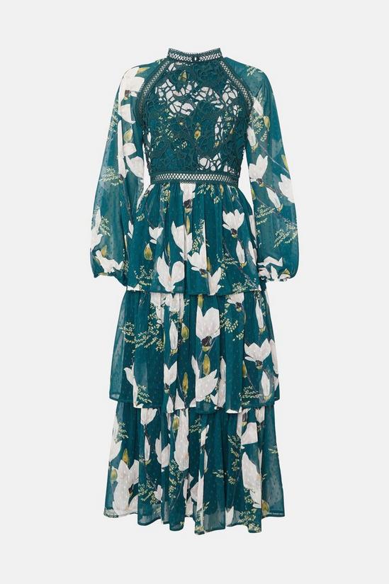 Oasis Petite Floral Tiered Dobby Midi Dress 4