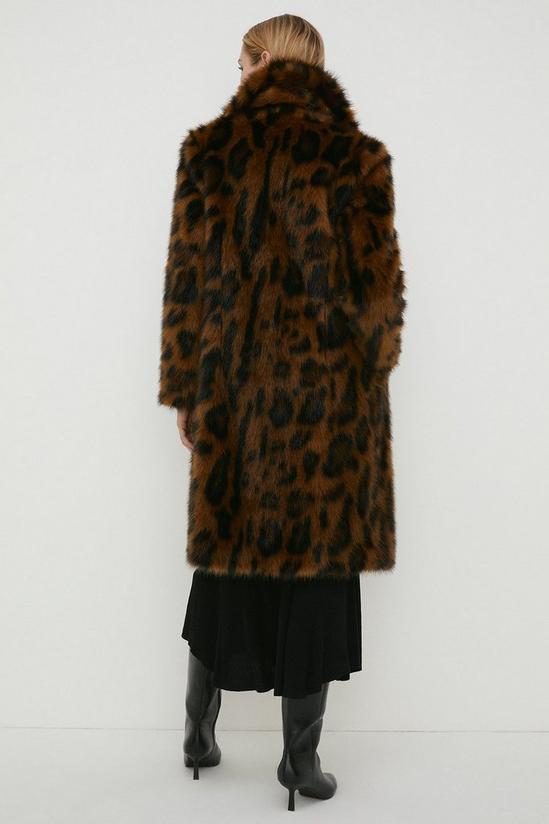 Oasis Rachel Stevens Collared Animal Faux Fur Midi Coat 4