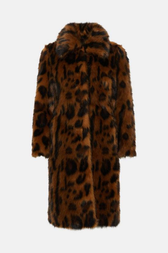 Oasis Rachel Stevens Collared Animal Faux Fur Midi Coat 5