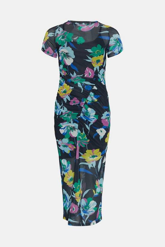 Oasis Bright Floral Ruched Mesh Midi Dress 4
