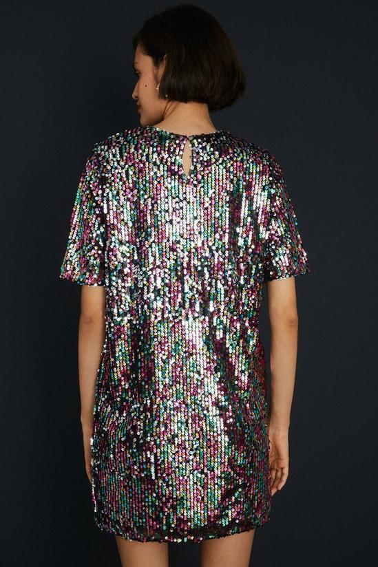 Oasis Sequin Short Sleeve T-shirt Mini Dress 3