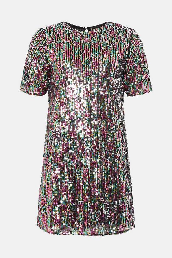 Oasis Sequin Short Sleeve T-shirt Mini Dress 4