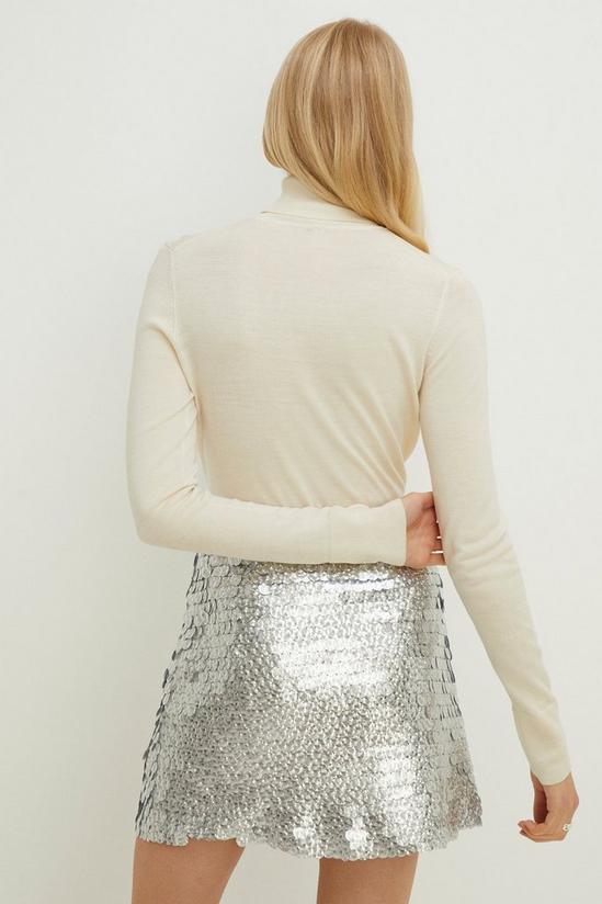 Oasis Petite Silver Disc Sequin Mini Skirt 3