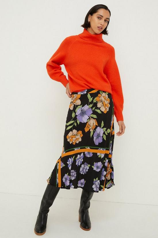 Oasis Tiled Floral Split Front Midi Skirt 1