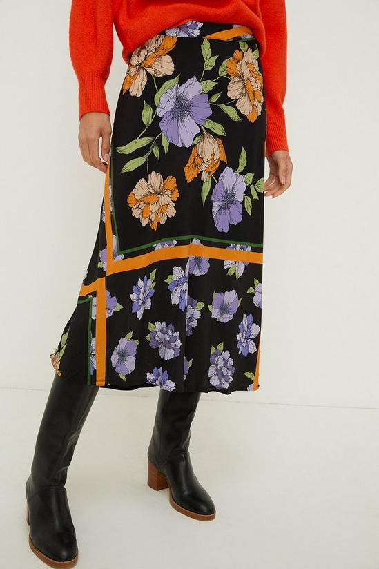Oasis Tiled Floral Split Front Midi Skirt 2