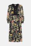 Oasis Dark Floral Lace Dobby V Neck Midi Dress thumbnail 4