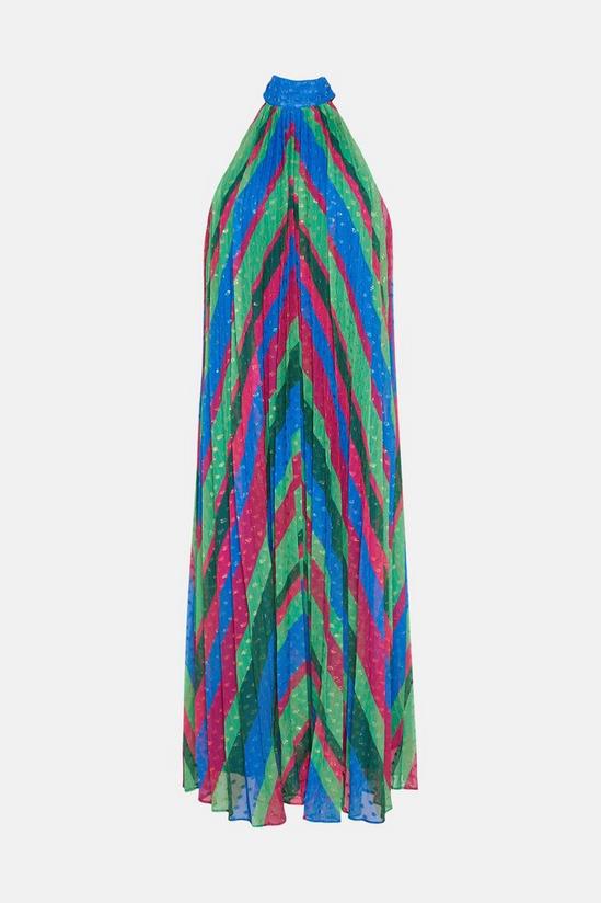 Oasis Pleated Stripe Halter Neck Trapeze Midi Dress 4