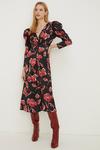 Oasis Rachel Stevens Petite Floral Twist Satin Midi Dress thumbnail 2