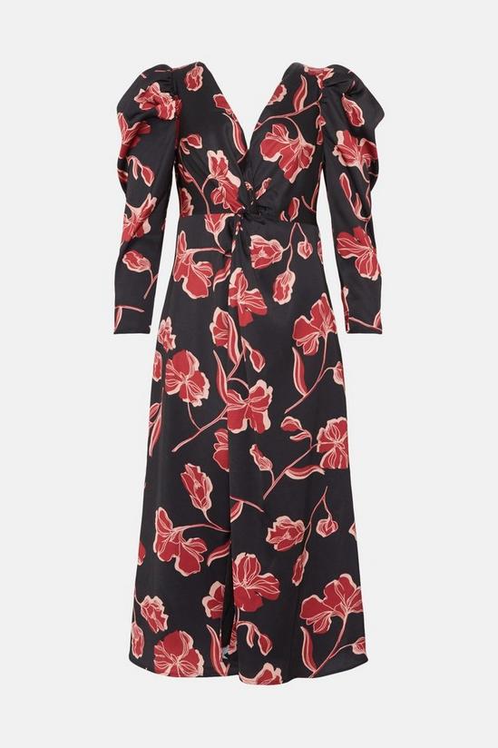 Oasis Rachel Stevens Petite Floral Twist Satin Midi Dress 5