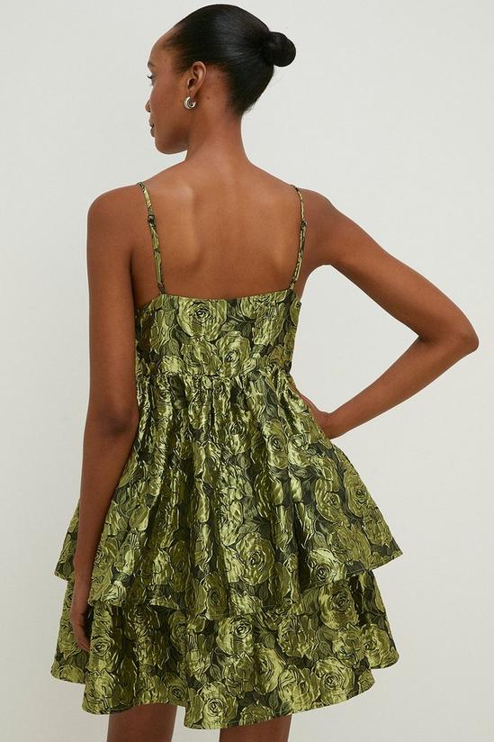 Oasis Floral Jacquard Cut Out Tiered Mini Dress 3