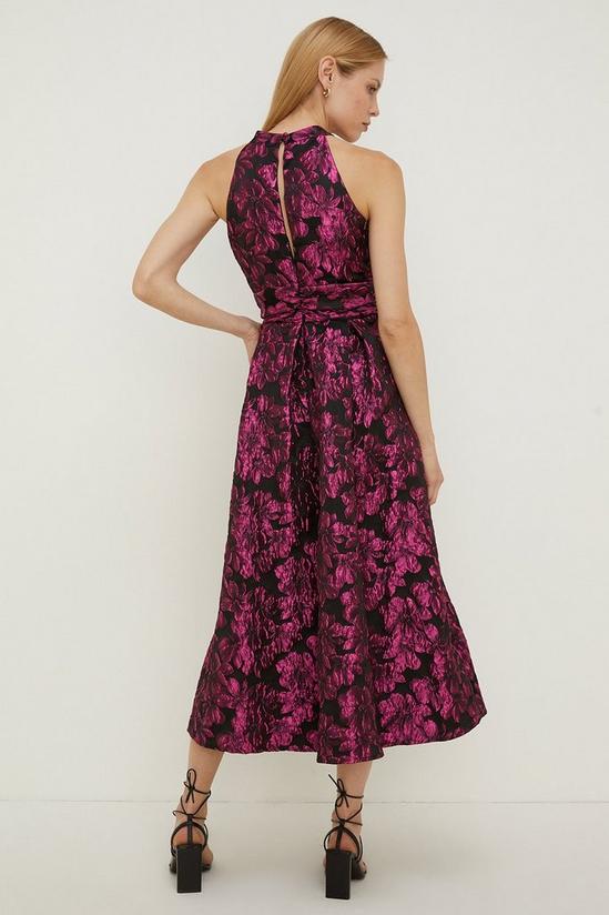 Oasis Petite High Neck Floral Jacquard Midi Dress 3