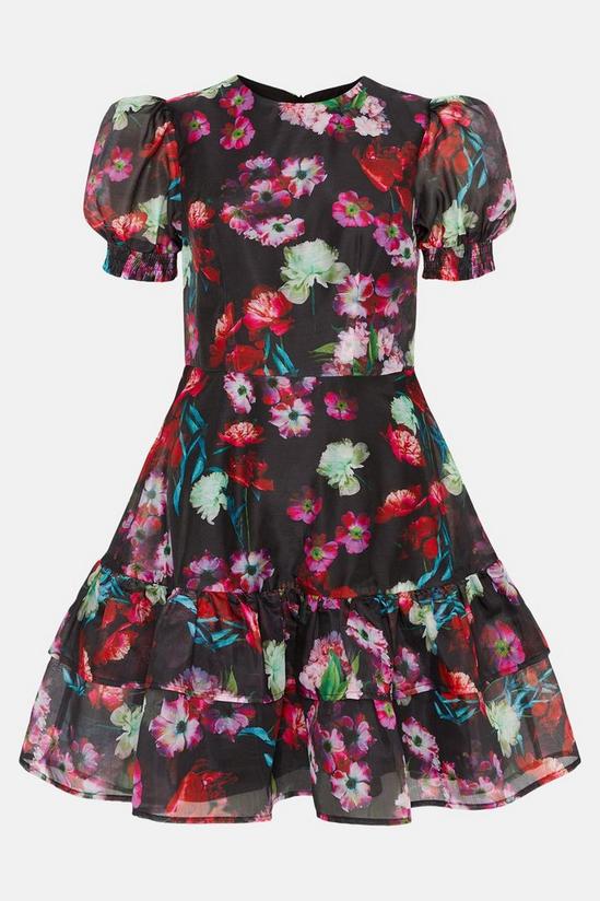 Oasis Petite Painted Floral Keyhole Organza Dress 4