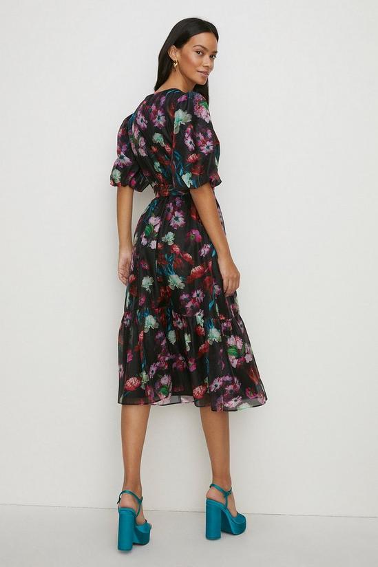 Oasis Petite Painted Floral Wrap Organza Dress 3