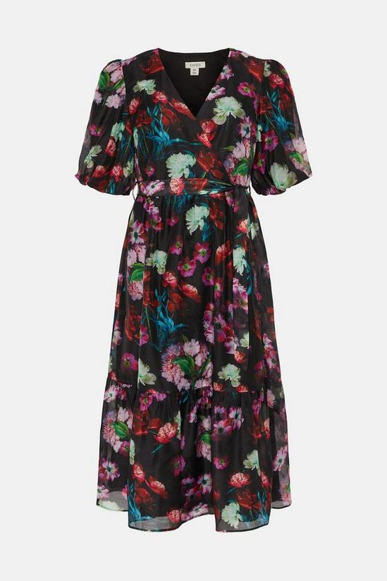 Oasis Petite Painted Floral Wrap Organza Dress 4