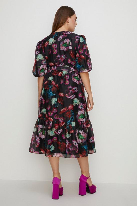 Oasis Plus Size Painted Floral Organza Wrap Dress 3