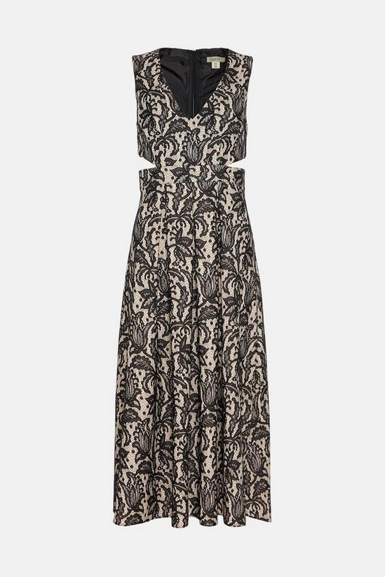 Oasis Petite Bonded Lace Full Skirted Midi Dress 4