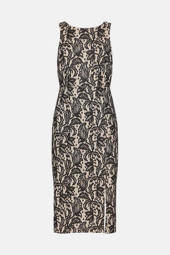 Oasis Petite Bonded Lace Split Detail Midi Dress 4