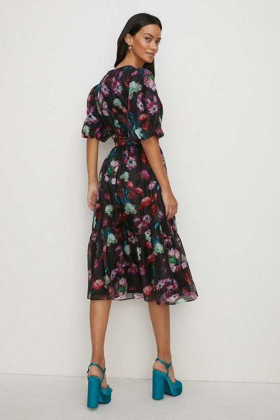 Oasis Painted Floral Wrap Organza Midi Dress 3