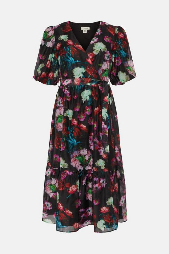 Oasis Painted Floral Wrap Organza Midi Dress 4