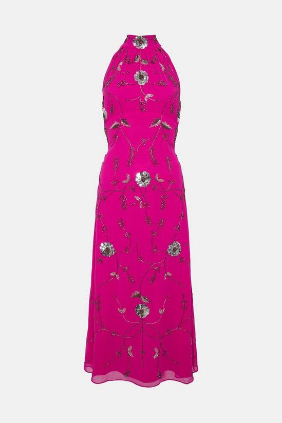 Oasis Hand Embellished Sequin Halter Neck Midi Dress 4