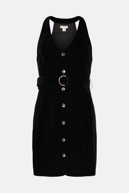 Oasis Sleeveless  Button Through Velvet Mini Dress 4