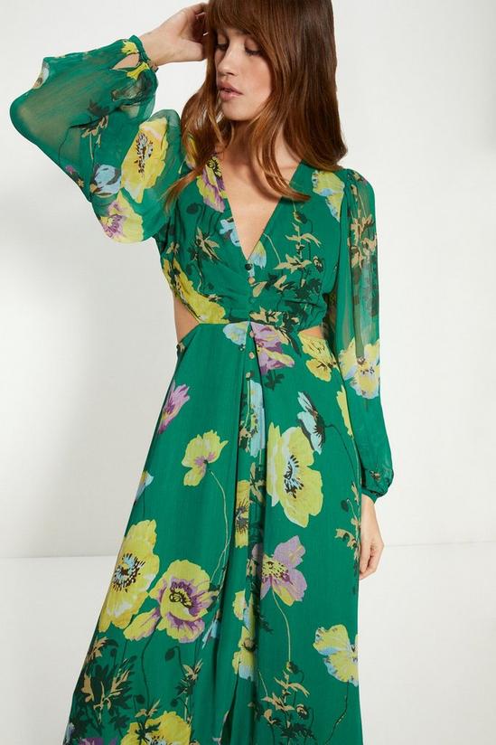 Oasis Soft Floral Button Detail Cut Out Maxi Dress 1