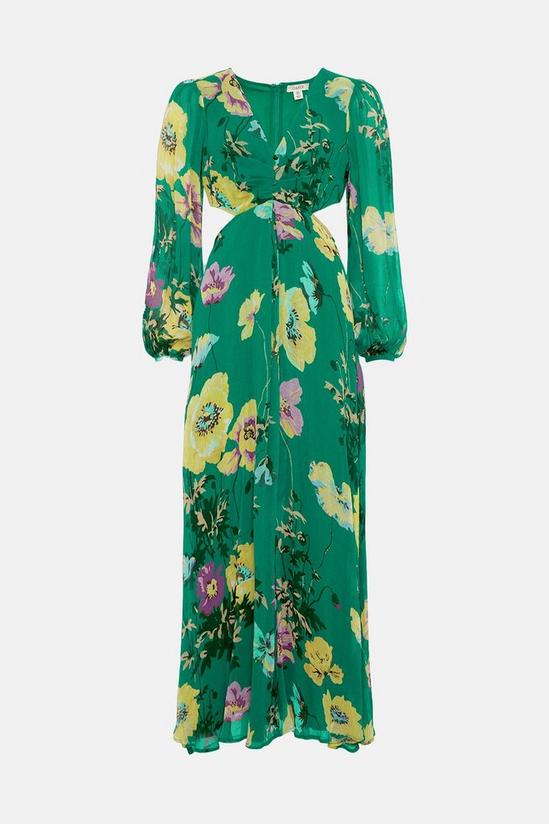 Oasis Soft Floral Button Detail Cut Out Maxi Dress 4