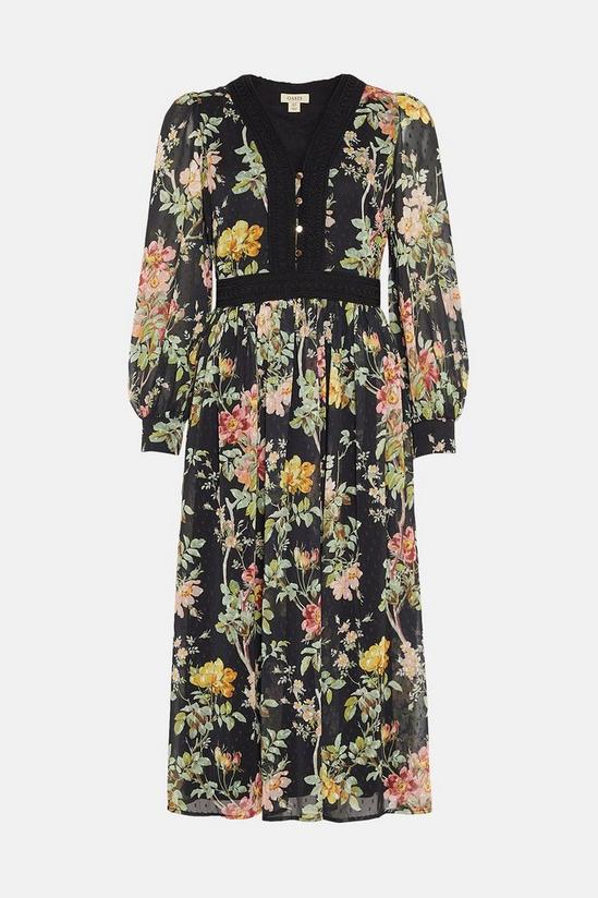 Oasis Petite Dark Floral Lace Dobby Midi Dress 4