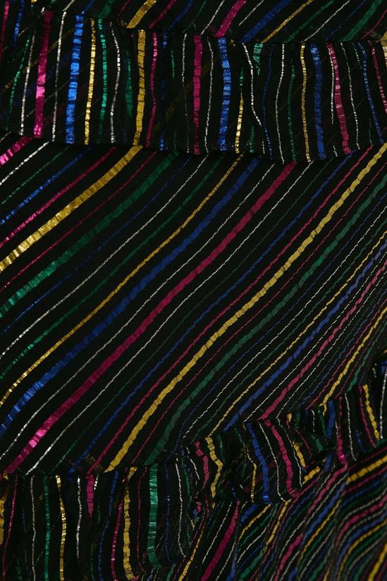 Oasis Colourful Metallic Stripe Ruffle Midi Dress 5