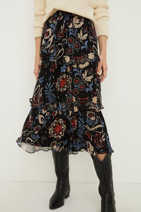 Oasis Rachel Stevens Metallic Printed Tiered Skirt 3