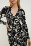Oasis Rachel Stevens Mono Print Ruched Midi Dress thumbnail 2