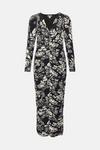 Oasis Rachel Stevens Mono Print Ruched Midi Dress thumbnail 4