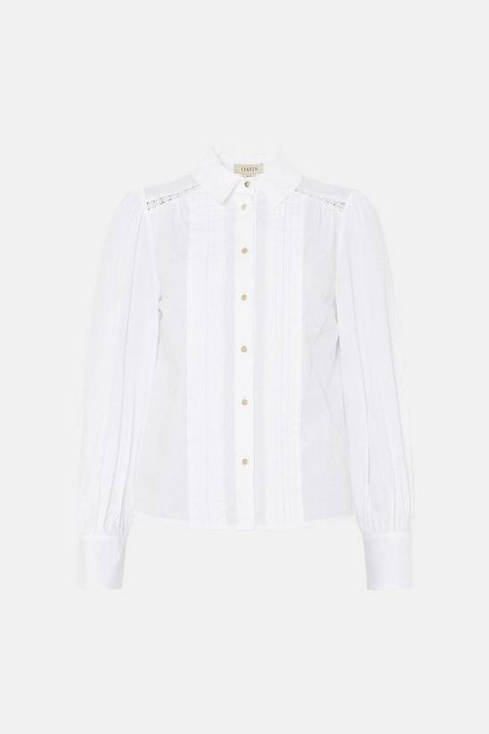 Oasis Pintuck Detail Poplin Shirt With Lace Trim 4