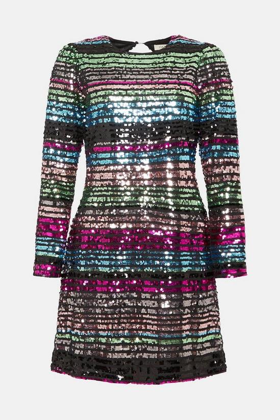 Oasis Stripe Sequin Puff Sleeve Shift Dress 4
