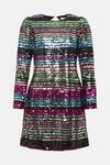 Oasis Petite Stripe Sequin Puff Sleeve Shift Dress thumbnail 4