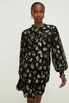 Oasis Petite Metallic Floral Jacquard Lace Trim Skater Dress thumbnail 1