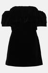 Oasis Ruffle Detail Bardot Velvet Skater Dress thumbnail 4