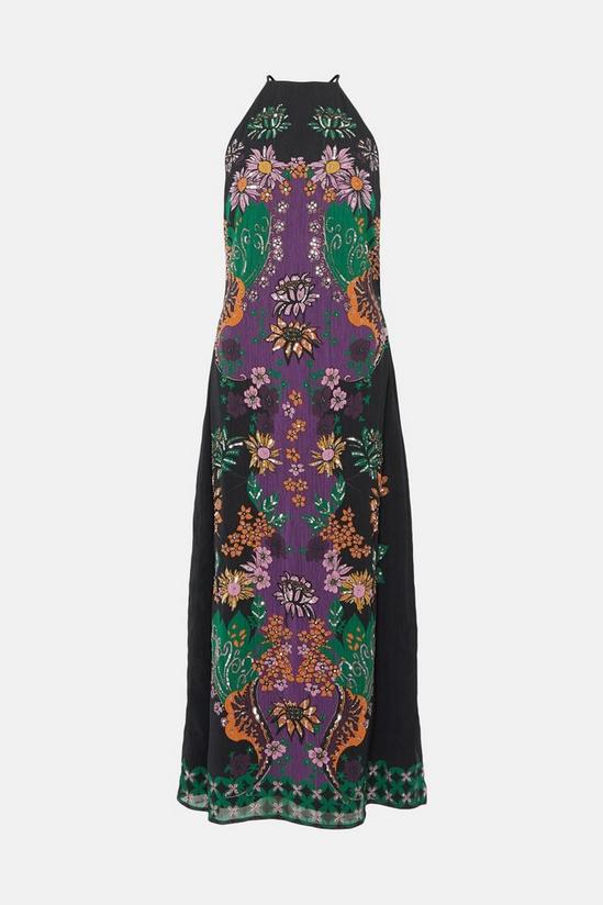 Oasis Placement Embellished Chiffon Slip Midi Dress 4